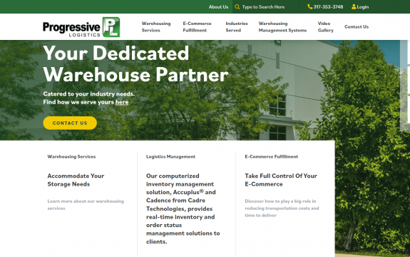 Progressive Logistics website before