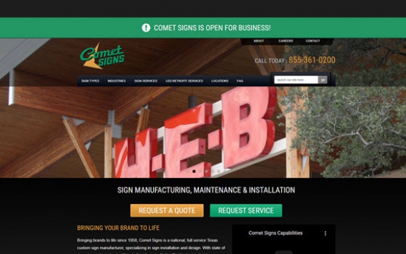 Comet Signs website after