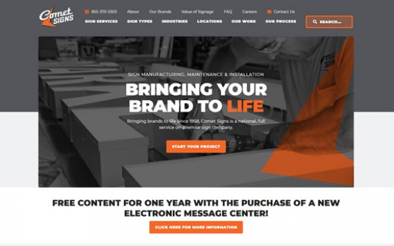 Comet Signs website before