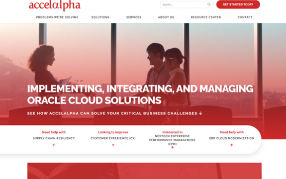 Accelalpha website before
