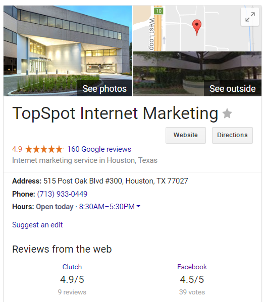 Local Results with Facebook Reviews