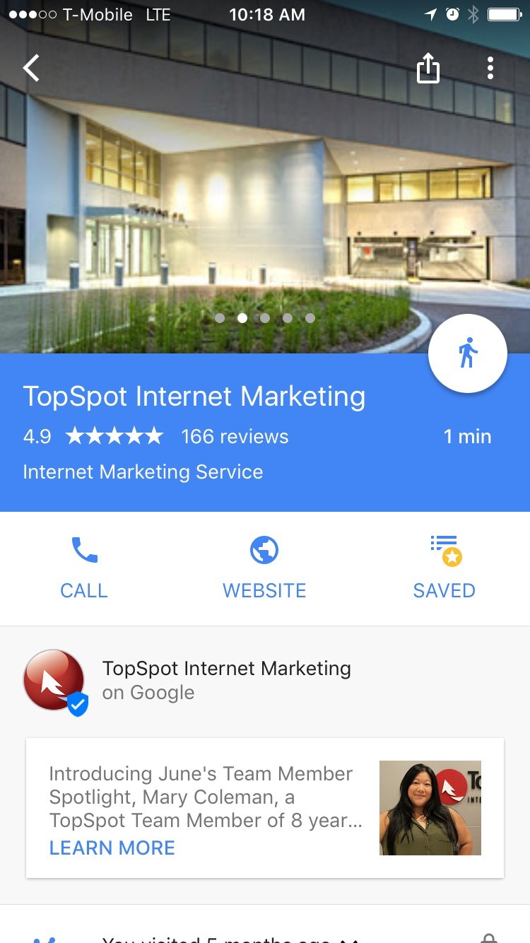 Google Posts on mobile